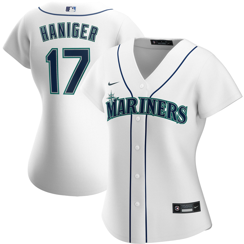 2020 MLB Women Seattle Mariners #17 Mitch Haniger Nike White Home 2020 Replica Player Jersey 1->youth mlb jersey->Youth Jersey